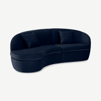 An Image of Reisa Left Hand Facing Chaise End Sofa, Ink Blue Velvet