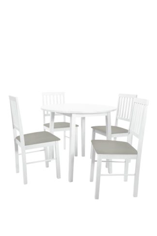 An Image of Argos Home Kendal Solid Wood Table & 4 White Chairs