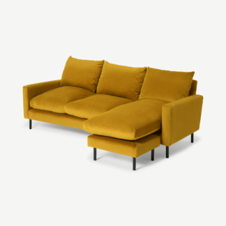 An Image of Russo Chaise End Sofa, Mustard Recycled Velvet