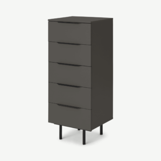 An Image of Damien Tall Chest of Drawers, Grey & Black