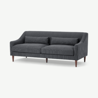 An Image of Herton 3 Seater Sofa, Dark Grey Striped Recycled Safi