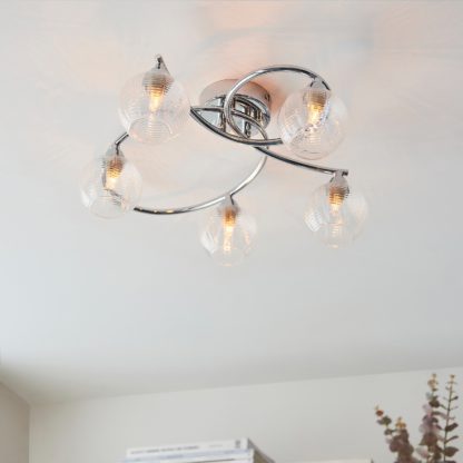 An Image of Tatton 5 Light Semi Flush Ceiling Light - Chrome