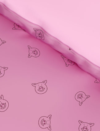 An Image of Cotton Blend Percy Pig™ 3D Bedding Set