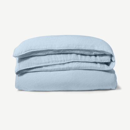 An Image of Brisa 100% Linen Duvet Cover, Super King, Sky Blue