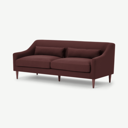 An Image of Herton 3 Seater Sofa, Deep Berry Recycled Cotton