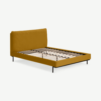 An Image of Harlow Double Bed, Marigold Velvet