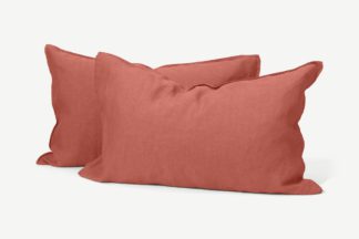 An Image of Brisa 100% Linen Set of 2 Pillowcases, Dark Rose