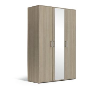 An Image of Argos Home Oslo 3 Door Mirror Wardrobe - Grey Oak Effect