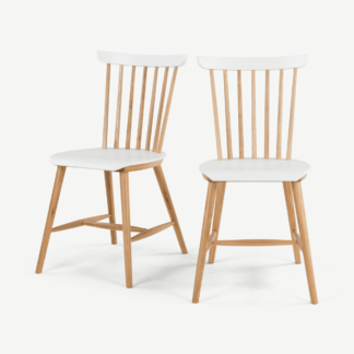 An Image of Parlo Set of 2 Dining Chairs, Oak & White