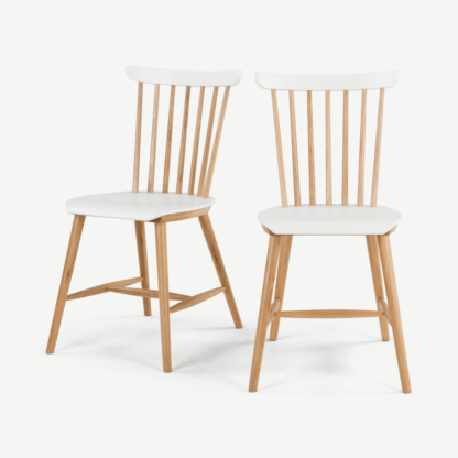An Image of Parlo Set of 2 Dining Chairs, Oak & White