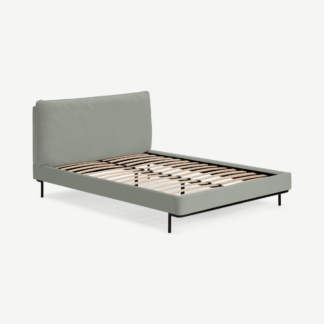 An Image of Harlow Double Bed, Pale Sage Velvet