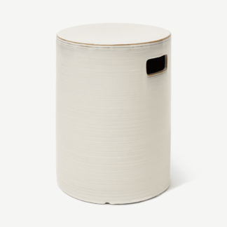 An Image of Sacha Garden Stool, White Reactive Glaze