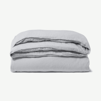 An Image of Brisa 100% Linen Duvet Cover, Double, Silver Grey
