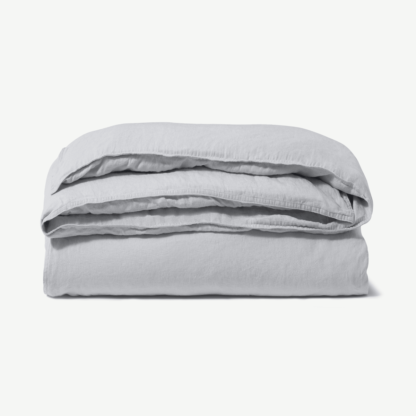 An Image of Brisa 100% Linen Duvet Cover, Double, Silver Grey