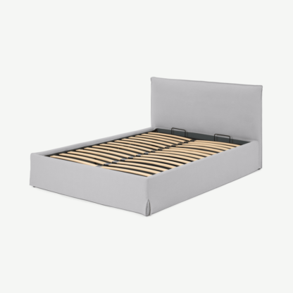 An Image of Orsa Super King Size Ottoman Storage Bed, Pebble Cotton and Linen mix