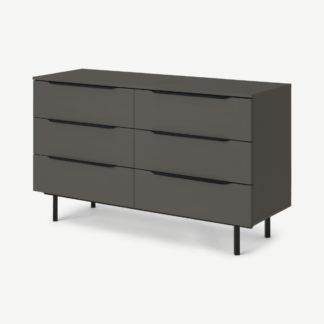 An Image of Damien Wide Chest of Drawers, Grey & Black