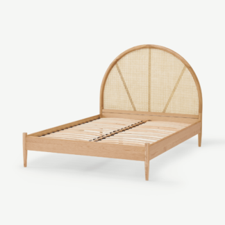 An Image of Reema Arched King Size Bed, Oak & Cane