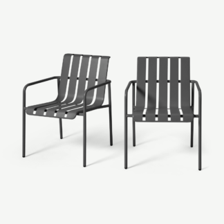 An Image of Soriano Garden Set of 2 Dining Chairs, Grey
