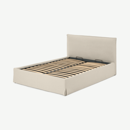 An Image of Orsa Super King Size Bed with Ottoman Storage, Oat Cotton & Linen Mix
