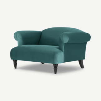 An Image of Claudia Loveseat, Teal Recycled Velvet