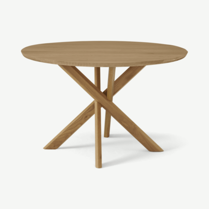 An Image of Abbon 4 Seat Round Dining Table, Textured Oak