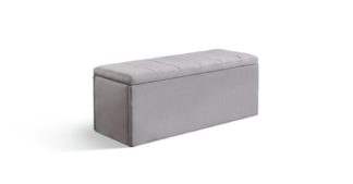 An Image of Habitat Pandora Velvet Ottoman - Grey