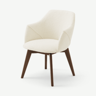 An Image of Lule Office Chair, Whitewash Boucle with Walnut Legs