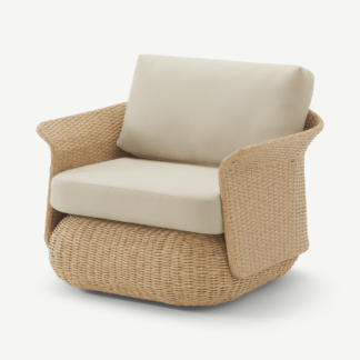 An Image of Fonda Garden Armchair, Natural Polyweave & Ecru