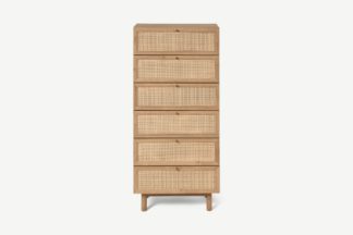 An Image of Pavia Tallboy, Natural Rattan & Oak Effect