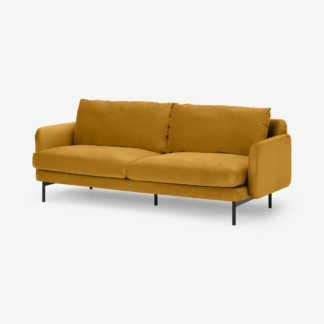 An Image of Miro 3 Seater Sofa, Vintage Ochre Recycled Velvet