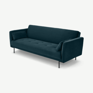 An Image of Harlow Click Clack Sofa Bed, Coastal Blue Recycled Velvet