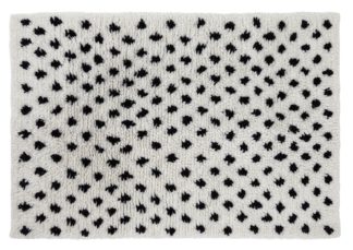 An Image of Habitat Spot Wool Shaggy Rug - 160x230cm - Black and White