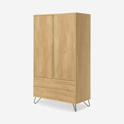 An Image of Elona Double Wardrobe, Oak Effect & Black