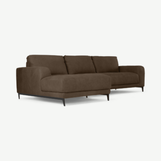 An Image of Luciano Left Hand Facing Corner Sofa, Texas Brown Leather
