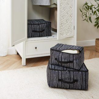 An Image of Recycled Fabric Storage Bags Set of 3 Black Black