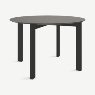 An Image of Niven 4 Seat Round Dining Table, Concrete & Black