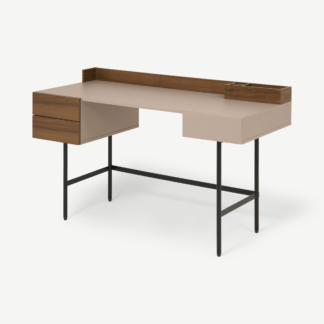 An Image of Heaton Wide Desk, Cappuccino & Walnut Effect