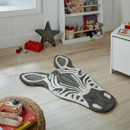 An Image of Zoe Zebra Face Rug Black/White