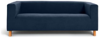 An Image of Habitat Moda 3 Seater Velvet Sofa - Navy
