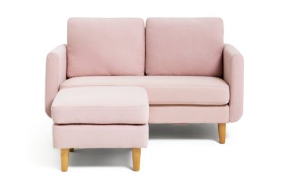 An Image of Habitat Remi 2 Seater Fabric Chaise in a Box - Pink
