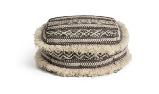 An Image of Habitat Boho Fabric Footstool - Light Grey