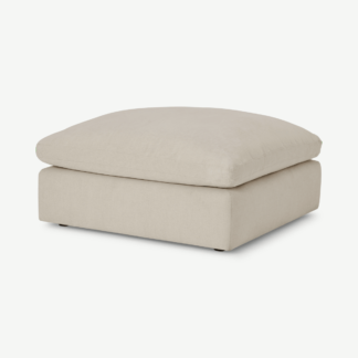An Image of Samona Pillowtop Footstool, Natural Cotton & Linen Mix