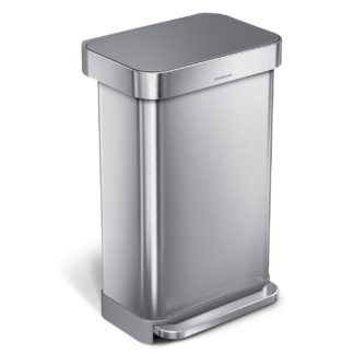 An Image of Simplehuman 45 Litre Pocket Liner Hybrid Stainless Steel Bin