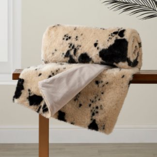 An Image of Faux Cow Throw Beige/Black