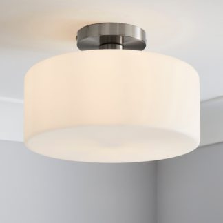 An Image of Amelie Opal Satin Nickel Glass Flush Ceiling Fitting Satin Nickel