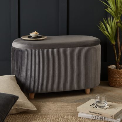 An Image of Florence Velvet Ottoman Green