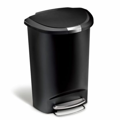 An Image of simplehuman 50 Litre Plastic Semi Round Pedal Bin - Grey