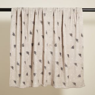 An Image of Printed Fleece Bee 130x170cm Throw Brown/Black/White