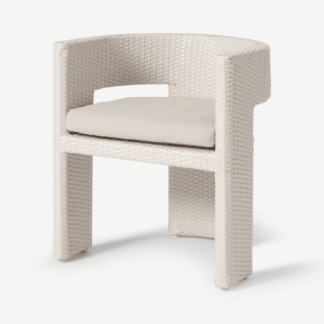 An Image of Alfrida Garden Dining Chair, Natural White Polyweave