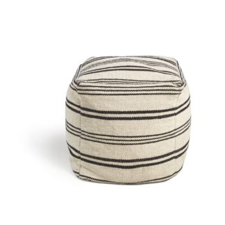 An Image of Habitat Layne Wool Pouffe - Black & White